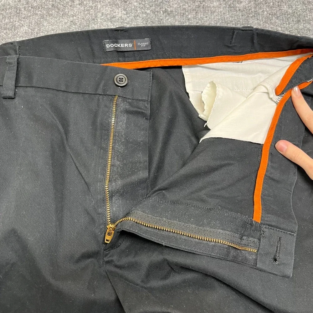 Dockers Chino Pants Mens Black High‎ Rise Pockets Classic Straight Leg - 41X29